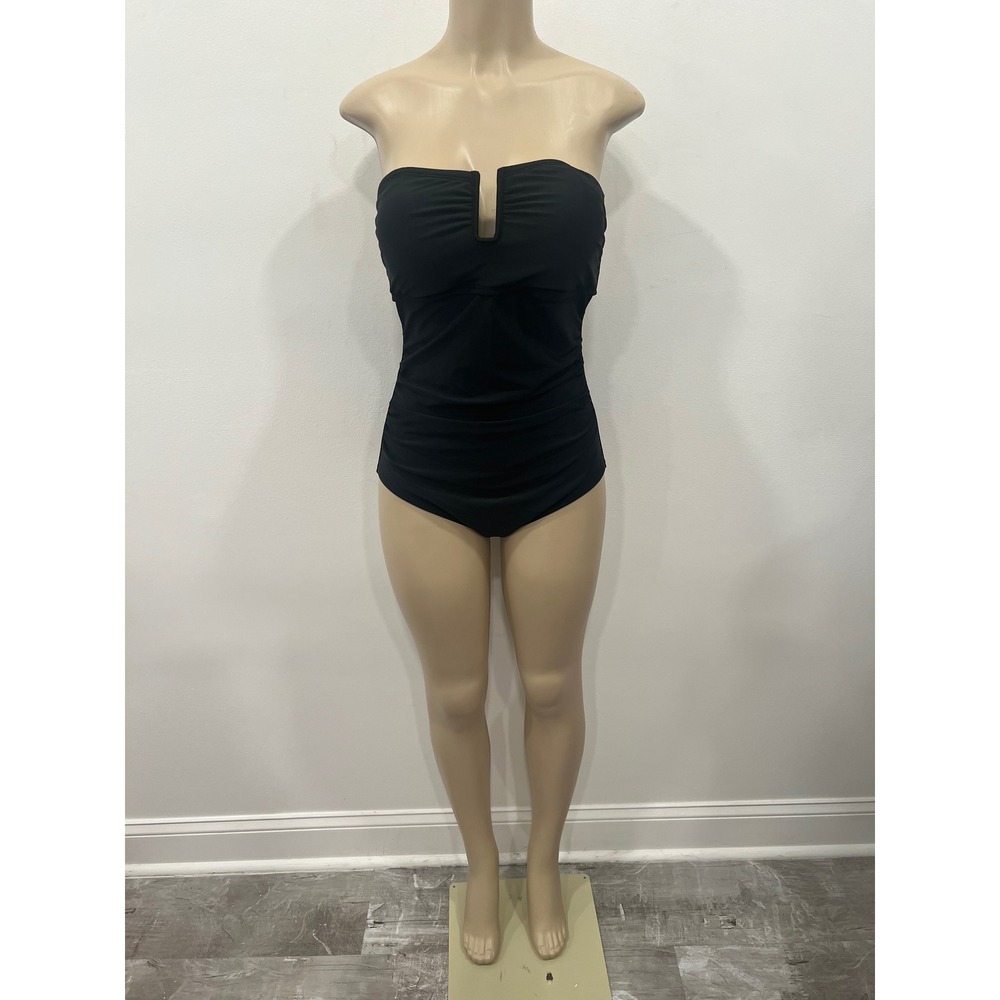Kona Sol Swimsuit Women Large 12-14 Black New Strapless One Piece Swimwear